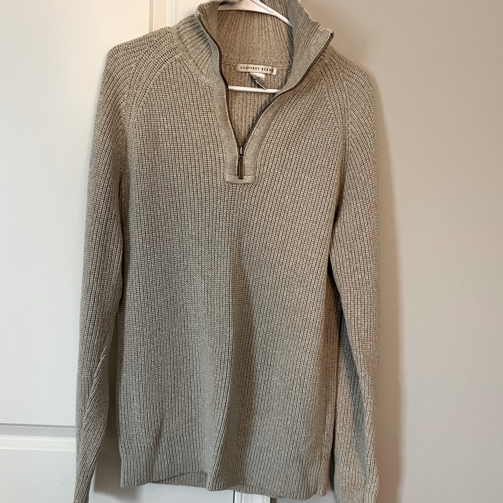 Geoffrey Beene Tan 1/4 Zip Pullover Long Sleeve Sweater Men’s L